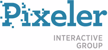 Pixeler Interactive Group logo with stylized text featuring pixelated effects on the letter P.